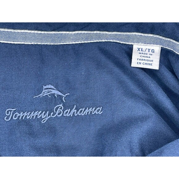 Tommy Bahama Silk Blend Short Sleeve Shirt Mens XL Navy Blue Camp Button Front - Picture 5 of 7